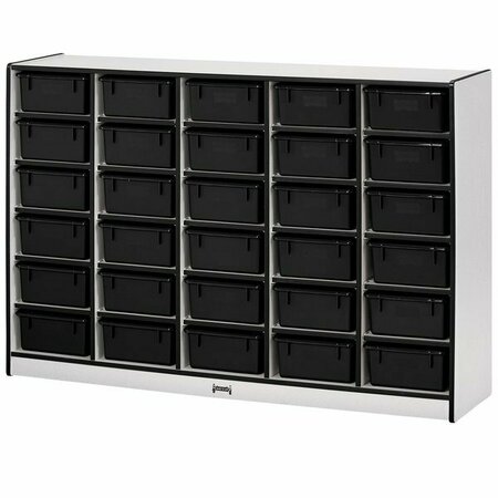 RAINBOW ACCENTS Rainbow 4031JCWW180 Cart w/ Black Tubs, 60''x15''x42'', 30 Cubbies, Black TRUEdge, Freckled-Gray. 5314031180